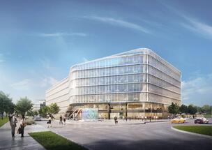 The Roztyly Plaza office building has its foundation stone